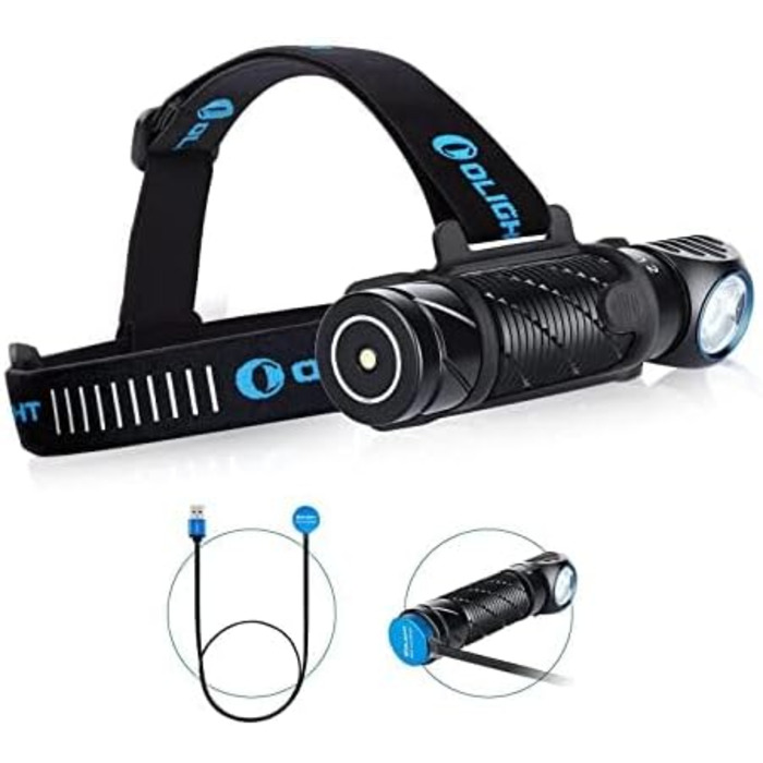 OLIGHT Perun 2: налобний ліхтар 2500 люмен, 166 метрів дальність, USB, 5 режимів, таймер, для бігу, риболовлі, кемпінгу, чорний