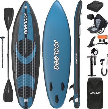 Надувний SUP-борд JOOLOOG Stand Up Paddle Board з сидінням для каяків, 320 x 81 x 15 см (Блакитний)