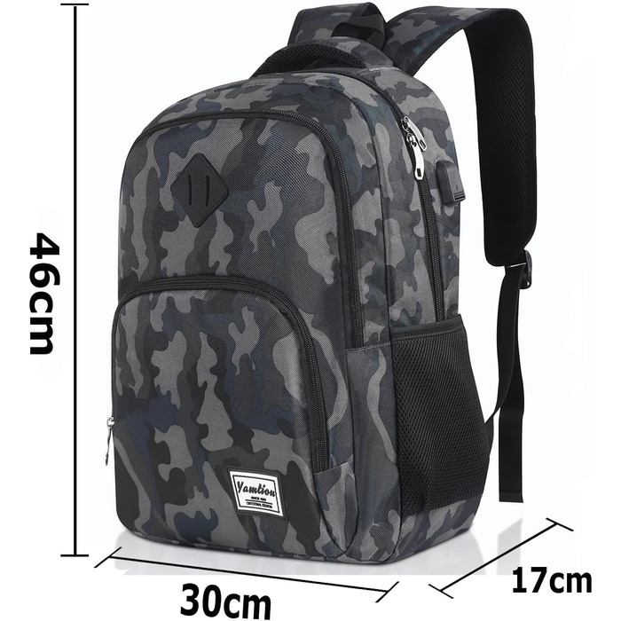 Рюкзак для ноутбука YAMTION 35L, водонепроникний, з USB-портом, для чоловіків і жінок, шкільний
