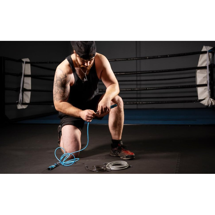 Стрибкове канат Hererope 3-в-1 з регульованою вагою, 360° обертання, ергономічна ручка, чорний