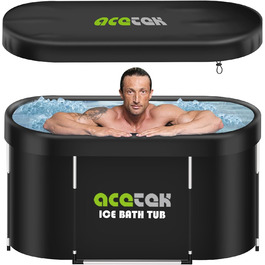 Acetek 380L Велика овальна ванна для крижаних купань, багатошарова портативна ванна для спортсменів 115 см, для відновлення, для вулиці та дому