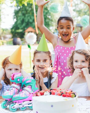 Дитячі ролики Sportneer з регулюванням 30-41, комплект з 6 захисниками та LED, рожевий, EU 34-37