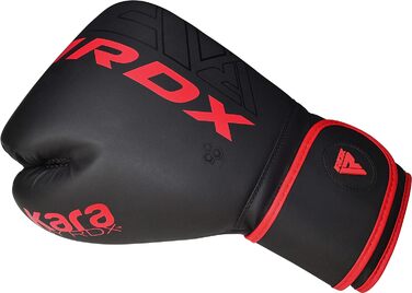 Дитячі боксерські рукавички RDX KARA 6oz для муай-тай, кікбоксингу, ММА, спарингів, тренувань, шкіра Maya Hide, чорні/червоні