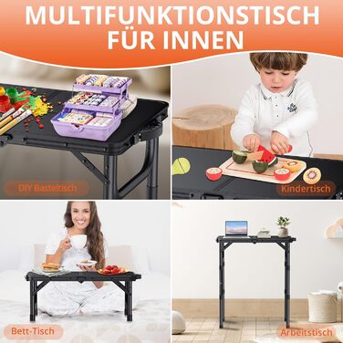 Складаний туристичний стіл FUNYKICH 87x40 см з регулюванням висоти (26/48/70 см) – алюмінієвий гриль-стіл для пікніків, кемпінгу, балкону