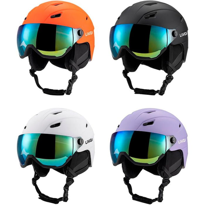 Шолом лижний Lixada з візором, дихаючий, унісекс, регульований, 55-61 см, білий