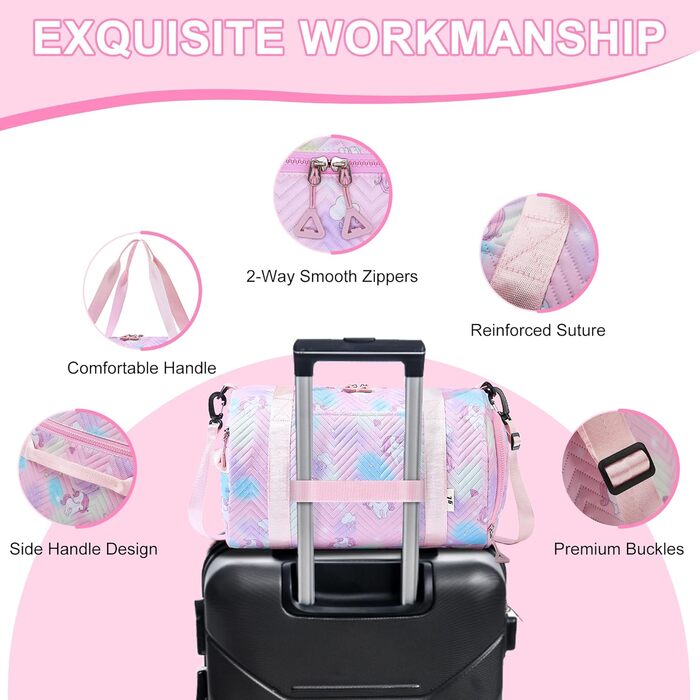 Спортивна сумка для дівчаток з єдинорогом, водонепроникна сумка для плавання з відділенням для взуття та мокрих речей, маленька дамська сумочка, спортивна сумка для подорожей, фітнесу, школи, плавання, рожева