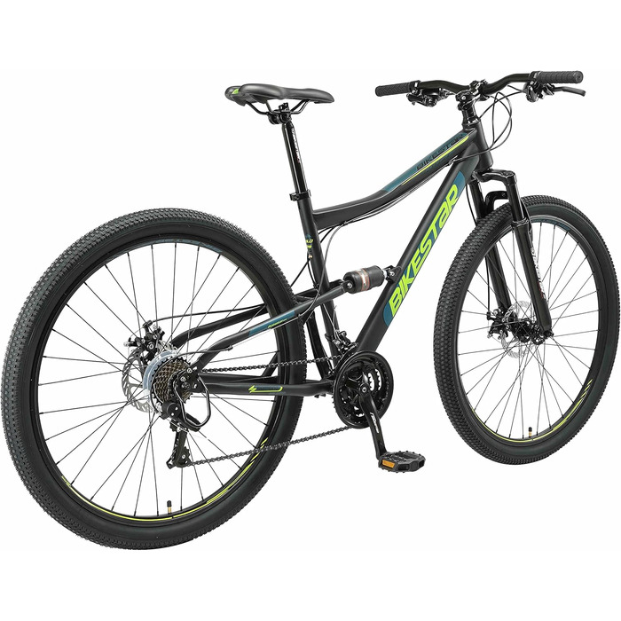 Гірський велосипед BIKESTAR, повністю амортизований, Shimano 21 швидкість, дискові гальма, колеса 26/27.5/29 дюймів, рама 15/17/19 дюймів, MTB