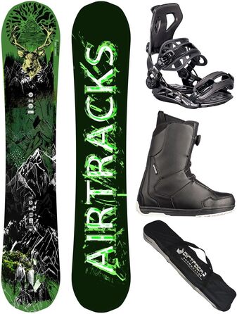 Airtracks Snowboard Set для фрірайду та фристайлу: сноуборд Forest King Carbon Wide Hybrid Rocker, кріплення Master, ботинки, сумка (153, 156, 160 см)