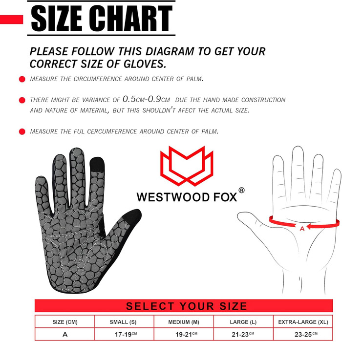 Велосипедні рукавички Westwood Fox Vofinger з антиковзаючою поверхнею та підтримкою сенсорного екрану, амортизуючі рукавички для гірського велосипеда, шосе, перегонів, велоспорту та спорту для чоловіків та жінок (M, червоні)