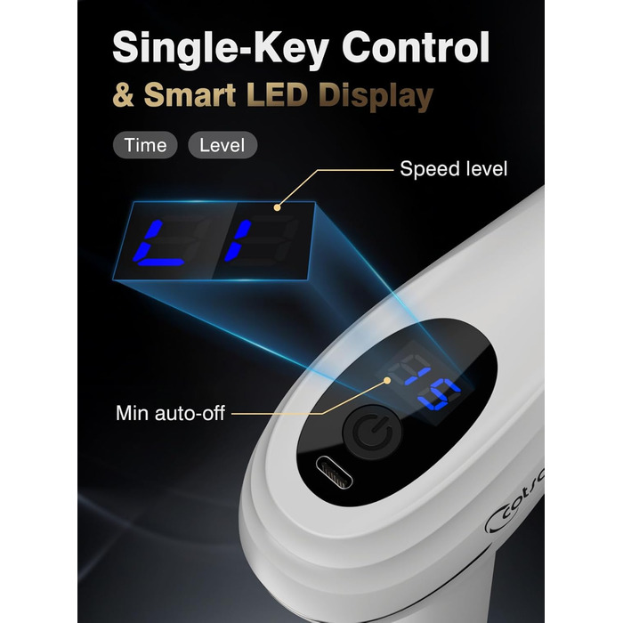 Масажер для тіла Cotsoco з подовженим насадженням, масажний пістолет для спини з 4 насадками та 6 рівнями швидкості, подарунок для чоловіків та жінок, чорний