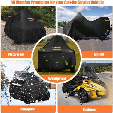 Водонепроникний чохол для мототрицикла Can-Am Spyder RT Limited F3 S, міцна тканина Oxford 420D з 3 світловідбиваючими смугами, захисний зовнішній чохол для трициклів