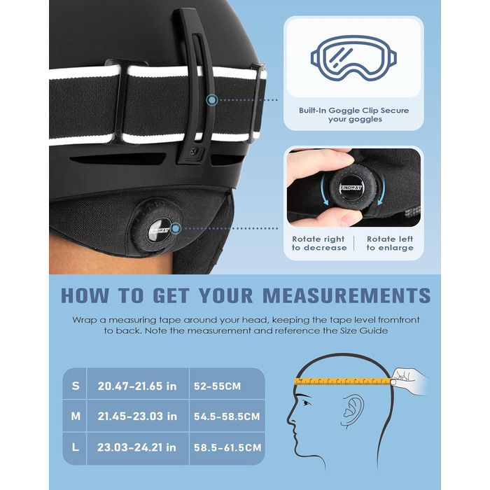Шолом гірськолижний Findway для чоловіків та жінок, унісекс, з вентиляцією, для катання на лижах/сноуборді, розмір L (59-63 см), колір чорний