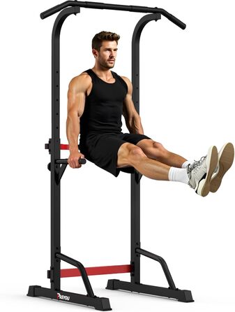 PASYOU Power Tower Freistehend: Турнік, бруси для віджимань, станція для силових тренувань (PU30/PU40), червоний