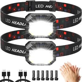 Налобний ліхтар LED MLIAIMCE 2 шт. 2000 люменів, 18 режимів, водонепроникний IPX4, для бігу, походів, кемпінгу, риболовлі