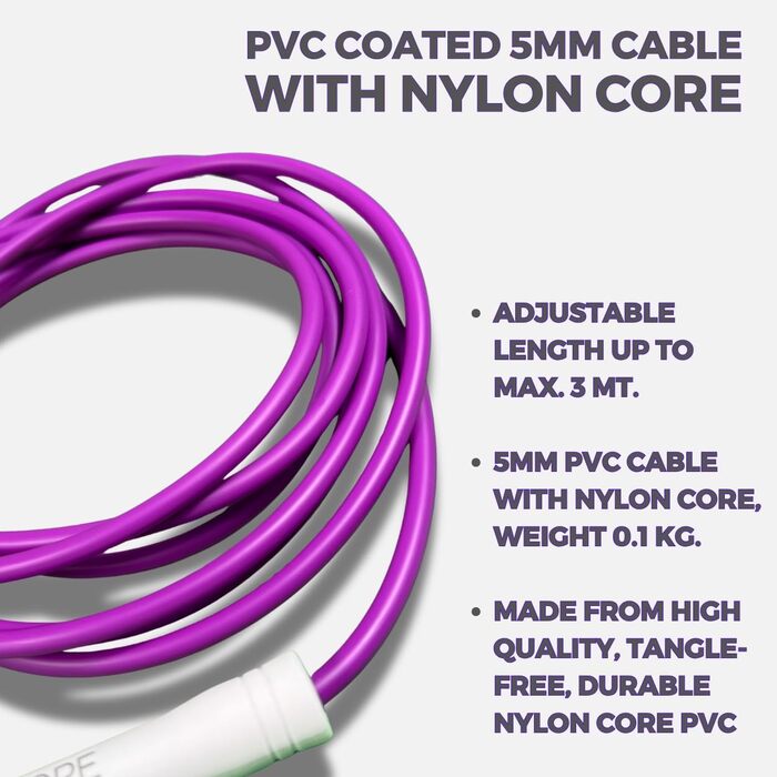 Скакалка Elevate Speed Rope MAX, професійна, PVC з нейлоновим сердечником, 5 мм, 3 м, міцні ручки