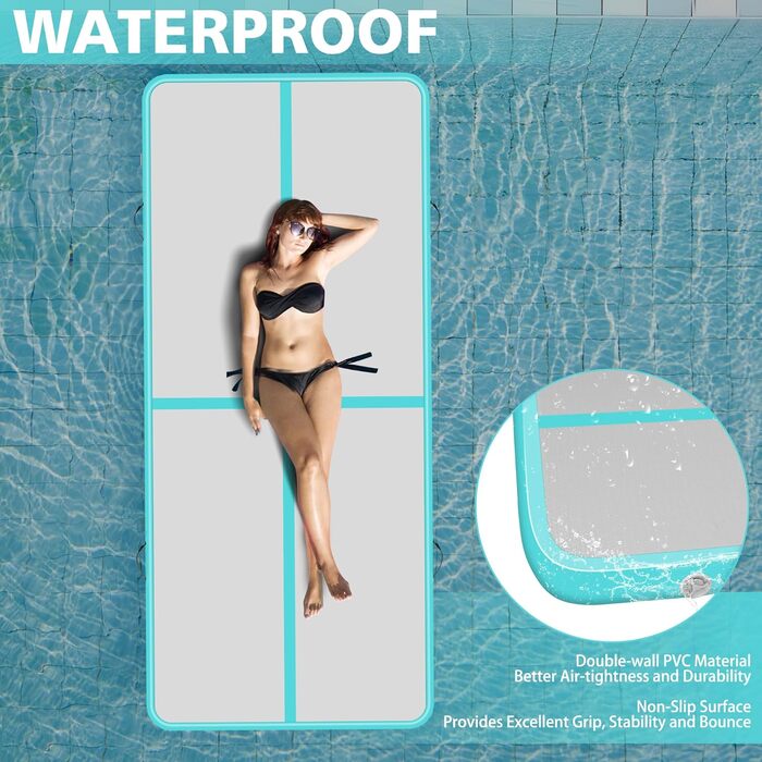 Надувний килимок для гімнастики BPB з електронасосом. 10 футів. Килимок для акробатики та тренувань. Підходить для дому, спортзалу, челедингу, йоги, пілатесу, бойових мистецтв, пляжу та водяних розваг. Розмір: 300x100x10 см