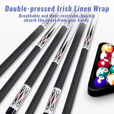 Більярдний кий Pool Cue 20 Oz з наконечником 13mm, чорний або білий, з дерева (1/2 Maple)