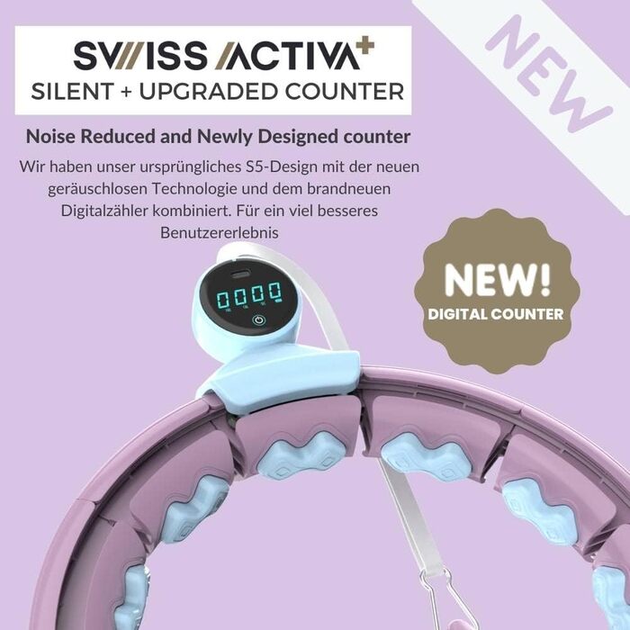 Розумний хулахуп Swiss Activa+ S5.S+ для дорослих 60-112 см з обважнювачем, фіолетово-синій, тихий, для схуднення