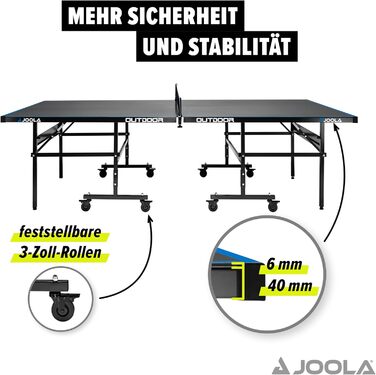 Стіл для настільного тенісу JOOLA Outdoor, професійний, алюмінієва композитна поверхня 6 мм, складний, з сіткою, для вулиці, вологостійкий