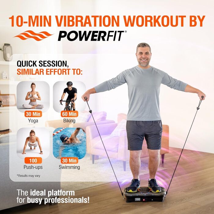 Віброплатформа для схуднення та фітнесу Whole Body Workout: вібраційна машина з Bluetooth-динаміком, пультом та еспандерами для лімфодренажу та тонусу тіла