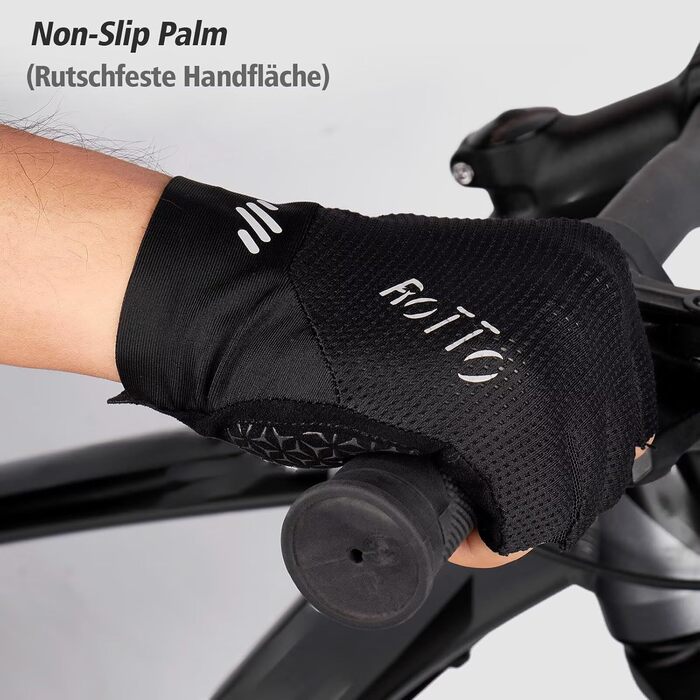 Велосипедні рукавички ROTTO напівпальцеві, з підкладкою, унісекс, чорні, розмір S