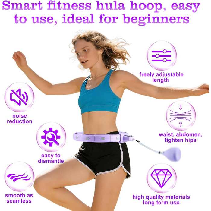 Розумний хулахуп для схуднення з обважнювачем та лічильником, 18 вузлів, розбірний, для жінок та чоловіків