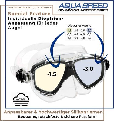 Плавальна маска Aqua Speed VISION/07 з коригуючими та звичайними лінзами для дайвінгу