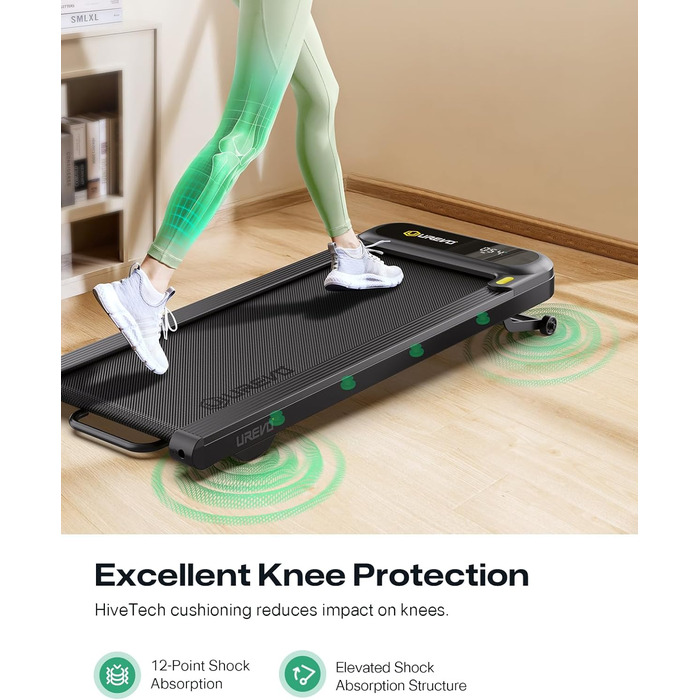 Smart Walking Pad [Spacewalk 3S] Чорний: Ходункова доріжка з автоматичним нахилом, 42x108 см, для дому та офісу
