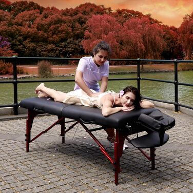 Масажний стіл Master Massage Montclair з піни Memory, переносний, 71 см, чорний, для салону краси, спа, тату, терапії