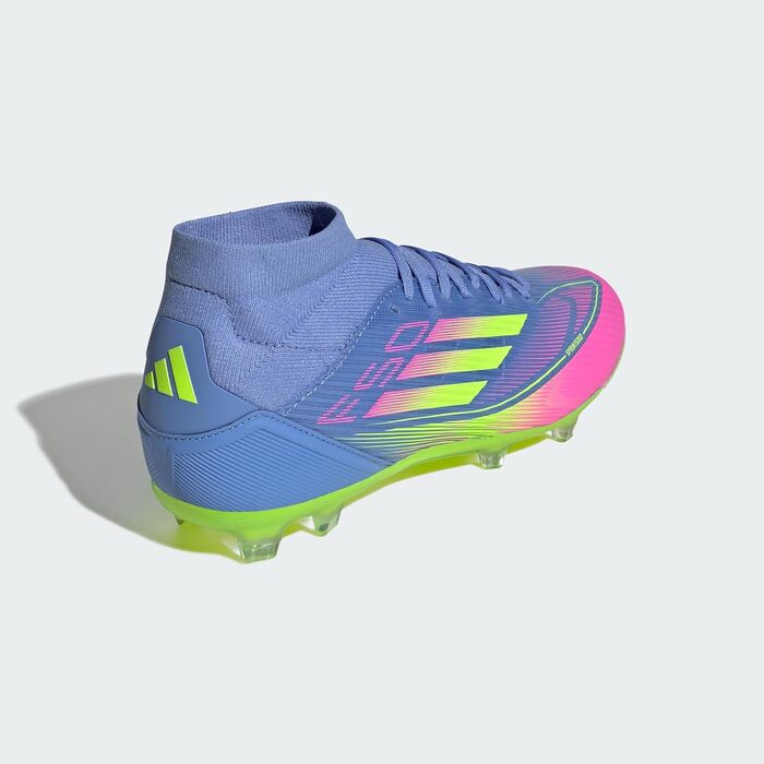 Жіночі футбольні бутси Adidas F50 League Mid Top для твердого/багатоповерххового покриття (39 1/3 EU, Blue Fusion Lucid Lemon Lucid Pink)