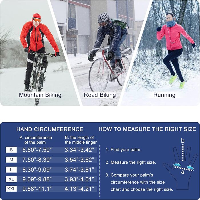 Зимові терморукавички SIMARI для чоловіків та жінок, сенсорні велосипедні рукавички, антиковзаючі, вітронепроникні для холодної погоди, для водіння, їзди на велосипеді, катання на лижах, роботи та активного відпочинку на вулиці. SMRG102, 102-Grey S