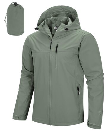 Чоловіча водонепроникна куртка-вітровка Outdoor Ventures: дихаюча, легка, компактна для велосипеда, походів та кемпінгу, зелена, розмір S