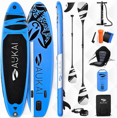 SUP Board AUKAI PRO 320см | Надувний SUP Борд 2в1 з сидінням для каяка | Комплект з аксесуарами | 5 років гарантія | Ocean-Turkis (Ocean-Blue)