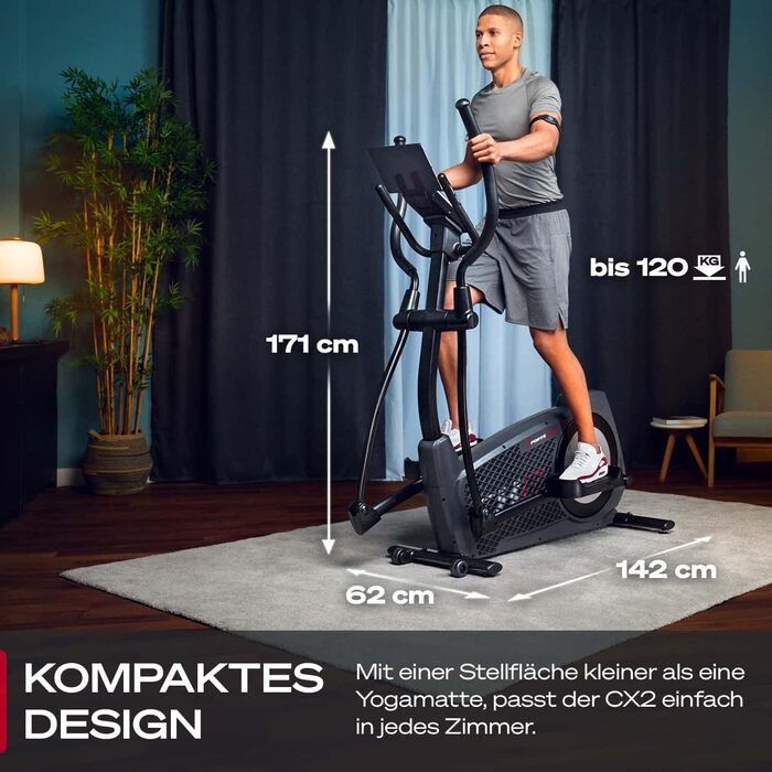 Sportstech CX2 Crosstrainer: тренажер для дому з генератором електроенергії | Німецька якість | Інтерактивні відео-тренування та мультиплеєрний додаток | Сумісний з пульсометром