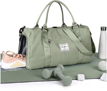 Спортивна сумка HYC00 для жінок та чоловіків, дорожня сумка-вояджер, Gym bag, сумка для плавання, йоги, тренувань, з відділенням для мокрого одягу та взуття, армійний зелений