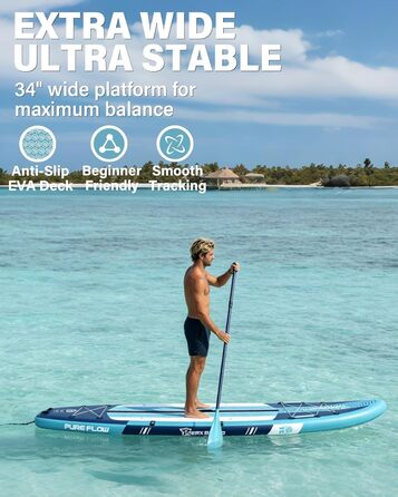 SUP дошка TIGERXBANG надувна з сидінням, 335x86x15 см, для дорослих та дітей, комплект ISUP для 2+1 осіб, сімейний (блакитний)