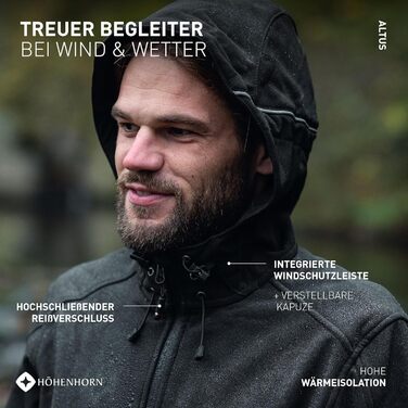 Чоловіча куртка Softshell Höhenhorn Altus Outdoor — водовідштовхуюча функціональна куртка, колір Midnight-Black, розмір L