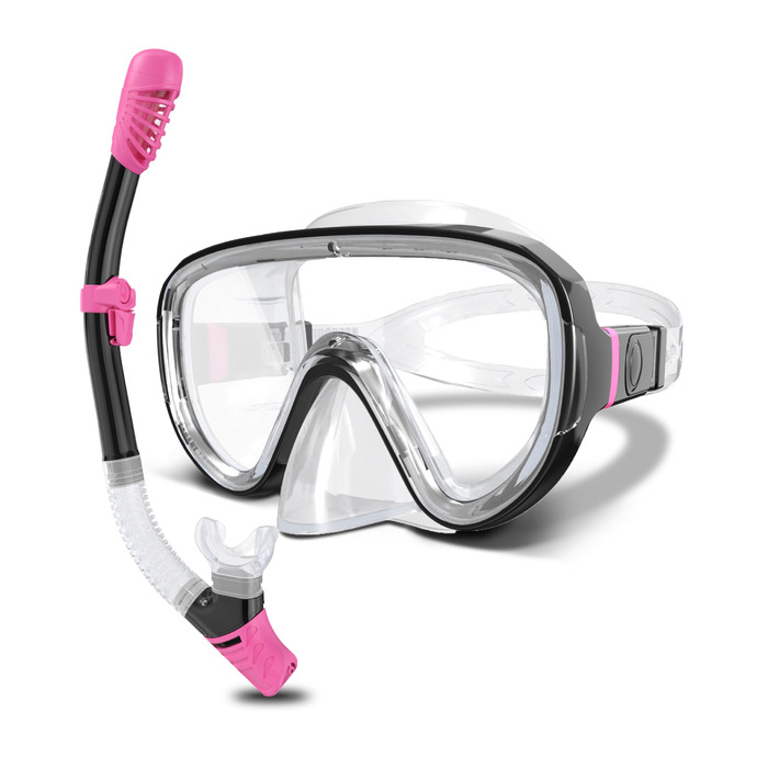 Набір для снорклінгу G2RISE для дорослих: маска та трубка, чорно-рожевий