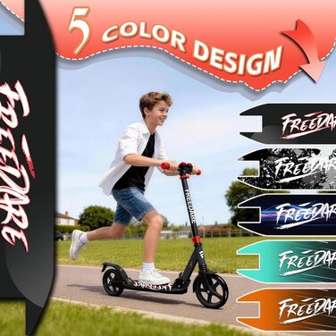 Самокат FREEDARE Cityroller складний для дітей та дорослих, колеса 200 мм, до 100 кг (Чорно-червоний)