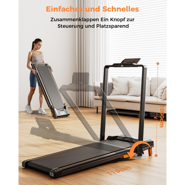 Бігова доріжка для дому та офісу, Walking Pad з нахилом 5%, потужність 2.5 HP, тиха бігова доріжка з пультом дистанційного керування, до 150 кг, чорний колір