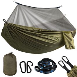 Гамак з москітною сіткою та тентом, Outdoor гамак, вантажопідйомність 300 кг, набір для кемпінгу, подорожей, біваку, ультралегкий комплект 275x140 см