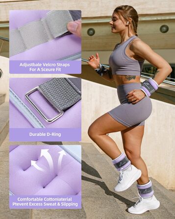 Утяжелители для рук и ног Sportneer 3кг (пара) фиолетовые - манжеты для фитнеса, бега, силовых тренировок