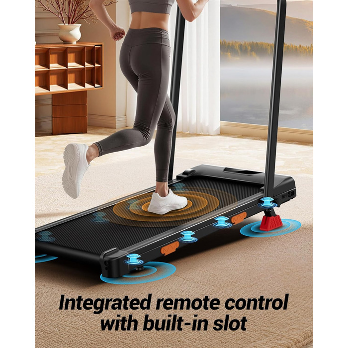 Бігова доріжка UMAY Walking Pad з нахилом 15%, швидкість до 10 км/год, тиховий двигун, для дому та офісу, макс. навантаження 136 кг, чорна