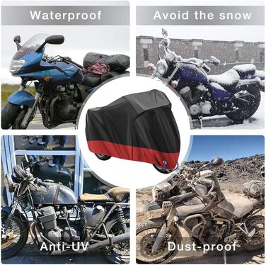 Водонепроникний чохол для мотоцикла 210D Oxford, захист від подряпин, для Harley-Davidson, Honda, Suzuki, Yamaha (червоний, 245 x 105 x 125 см)