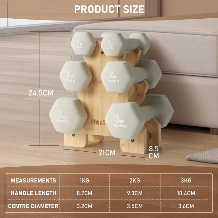 Набір гантелей Kurzhanel-Set 30 кг з підставкою для дому та фітнес-залу | Küstenbrise (12 кг, Sand Stone)