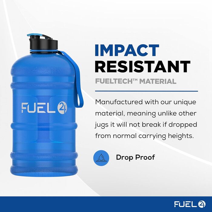 Спортивна пляшка для води Fuel24 Jug 2,2 л з поп-ап кришкою та ручкою, BPA-free, синя