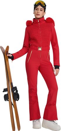 HOTIAN Комплект для сноубордингу та лижного спорту (комбінезон), водонепроникний, вітронепроникний, червоний, M