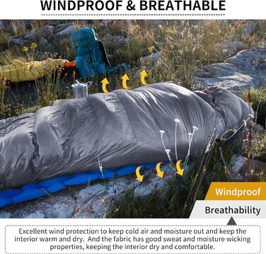 Спальний мішок Naturehike 750FP, 4 сезони, теплий зимовий, ультралегкий, для кемпінгу (CW700/Сірий/L)