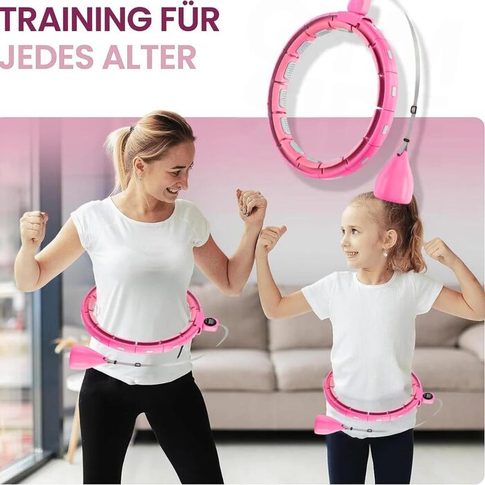 Leiser Smart Hula Hoop Gymside Hoopside Pro - для схуднення та фітнесу, з масажними шипами, 18 знімних секцій (Рожевий)