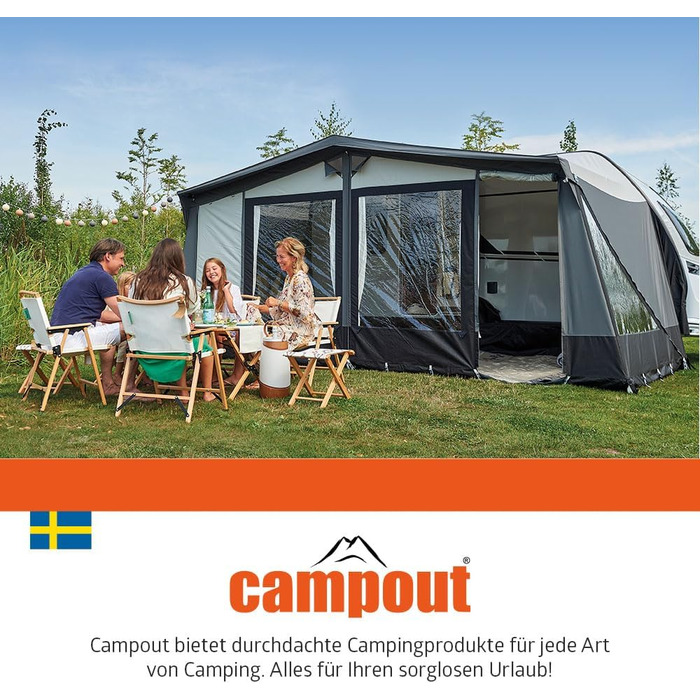 Зручний складаний садовий/кемпінговий столик Campout з бамбуковою полицею (65x50x65 см), 3 положення висоти, з сумкою